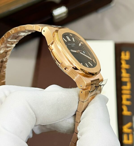 Custom Patek Philippe Nautilus 5711 Rose Gold Black Dial - Asian Patek 14 - Image 5