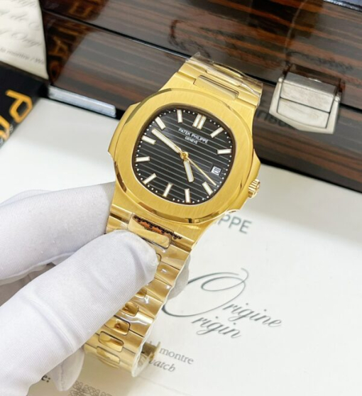 Custom Patek Philippe Nautilus 5711 Yellow Gold Black Dial - Asian Patek 11 - Image 3