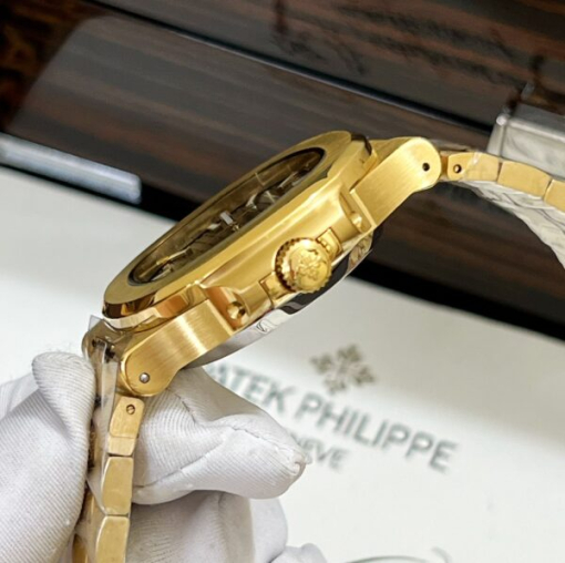 Custom Patek Philippe Nautilus 5711 Yellow Gold Black Dial - Asian Patek 11 - Image 4