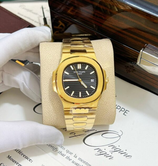 Custom Patek Philippe Nautilus 5711 Yellow Gold Black Dial - Asian Patek 11 - Image 2