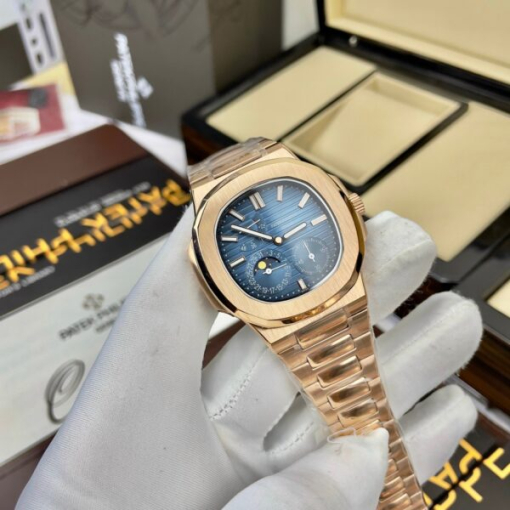 Custom Patek Philippe Nautilus 5712 Rose Gold Blue Dial - Asian Patek 107 - Image 4