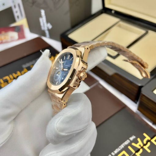 Custom Patek Philippe Nautilus 5712 Rose Gold Blue Dial - Asian Patek 107 - Image 3