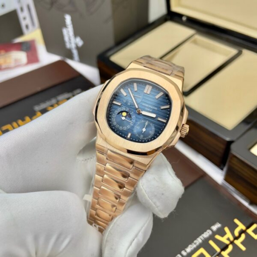 Custom Patek Philippe Nautilus 5712 Rose Gold Blue Dial - Asian Patek 107