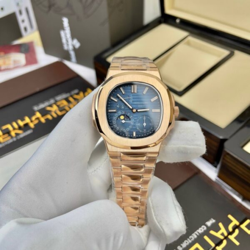 Custom Patek Philippe Nautilus 5712 Rose Gold Blue Dial - Asian Patek 107 - Image 2