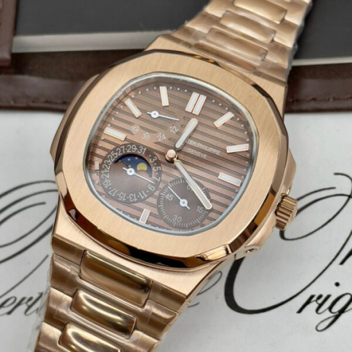 Custom Patek Philippe Nautilus 5712 Rose Gold Chocolate Dial - Asian Patek 108