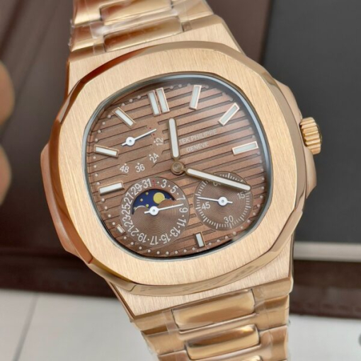 Custom Patek Philippe Nautilus 5712 Rose Gold Chocolate Dial - Asian Patek 108 - Image 3