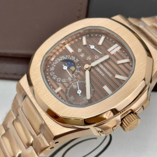 Custom Patek Philippe Nautilus 5712 Rose Gold Chocolate Dial - Asian Patek 108 - Image 4