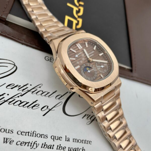 Custom Patek Philippe Nautilus 5712 Rose Gold Chocolate Dial - Asian Patek 108 - Image 5