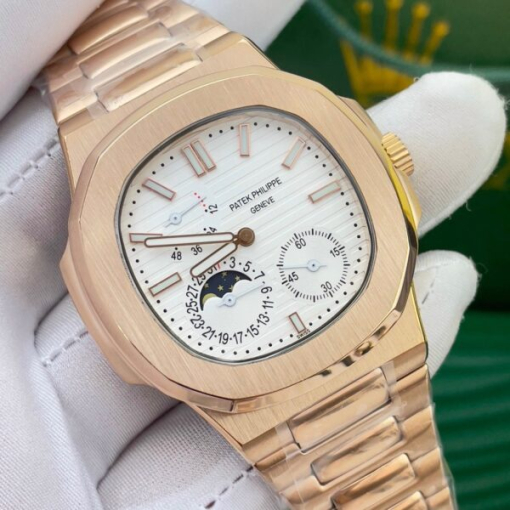 Custom Patek Philippe Nautilus 5712 Rose Gold White Dial - Asian Patek 105