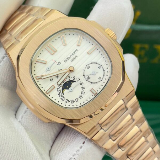 Custom Patek Philippe Nautilus 5712 Rose Gold White Dial - Asian Patek 105 - Image 2