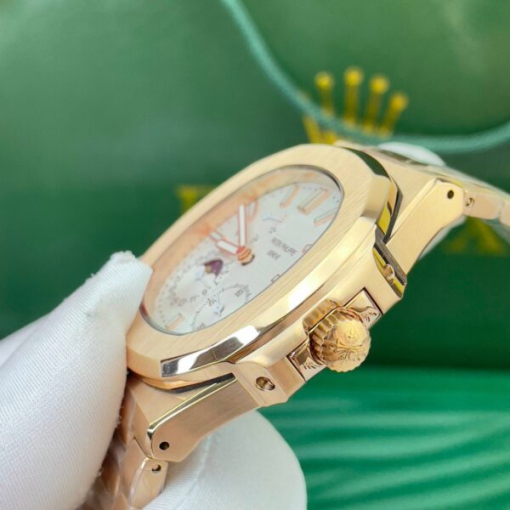 Custom Patek Philippe Nautilus 5712 Rose Gold White Dial - Asian Patek 105 - Image 4