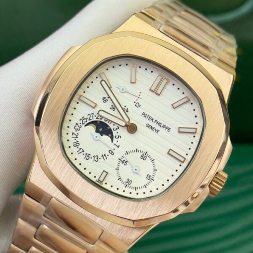 Custom Patek Philippe Nautilus 5712 Rose Gold White Dial - Asian Patek 105 - Image 3