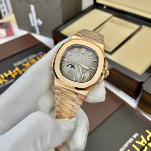 Custom Patek Philippe Nautilus 5712 Rose Gold Grey Dial - Asian Patek 106 - Image 3