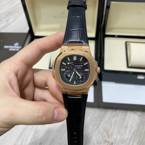 Custom Patek Philippe Nautilus 5712 Rose Gold Black Dial - Asian Patek 86