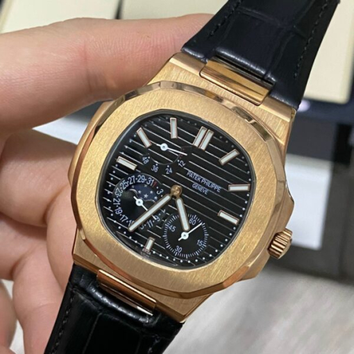 Custom Patek Philippe Nautilus 5712 Rose Gold Black Dial - Asian Patek 86 - Image 3