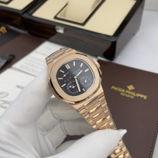 Custom Patek Philippe Nautilus 5712 Rose Gold Black Dial - Asian Patek 102 - Image 2