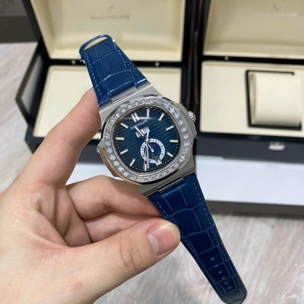 Custom Patek Philippe Nautilus 5726 Blue Dial Baguette Bezel - Asian Patek 54 - Image 3