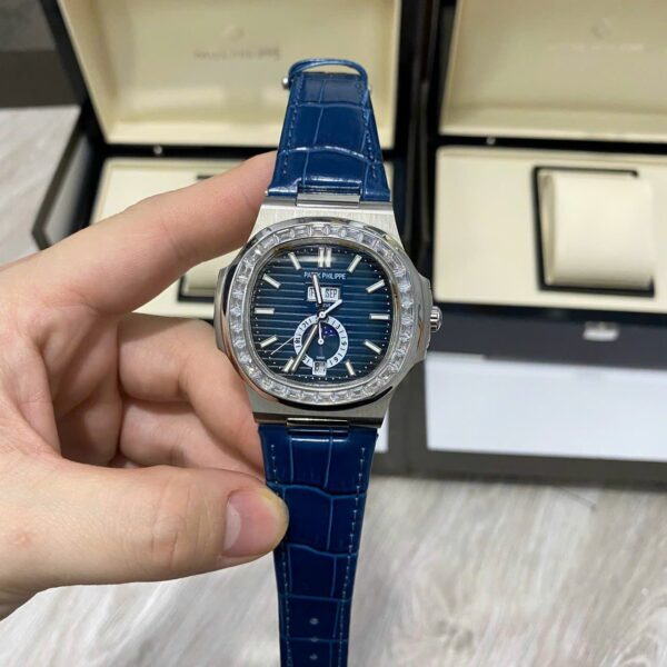 Custom Patek Philippe Nautilus 5726 Blue Dial Baguette Bezel - Asian Patek 54