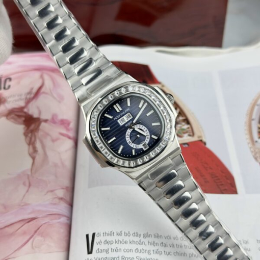 Custom Patek Philippe Nautilus 5726 Blue Dial Baguette Bezel - Asian Patek 62 - Image 3