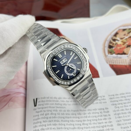 Custom Patek Philippe Nautilus 5726 Blue Dial Baguette Bezel - Asian Patek 62