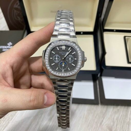 Custom Patek Philippe Nautilus 5740 Black Dial Diamonds Bezel - Asian Patek 83 - Image 2