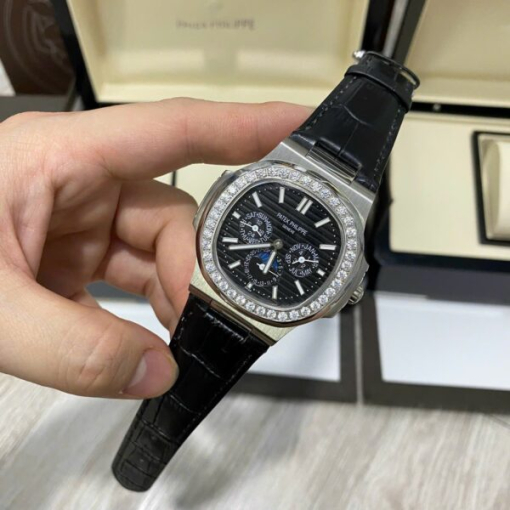 Custom Patek Philippe Nautilus 5740 Black Dial Diamonds Bezel - Asian Patek 77 - Image 3