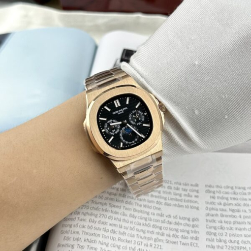 Custom Patek Philippe Nautilus 5740 Rose Gold Black Dial Bezel - Asian Patek 78 - Image 4