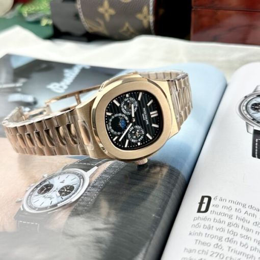 Custom Patek Philippe Nautilus 5740 Rose Gold Black Dial Bezel - Asian Patek 78