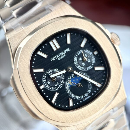 Custom Patek Philippe Nautilus 5740 Rose Gold Black Dial Bezel - Asian Patek 78 - Image 3