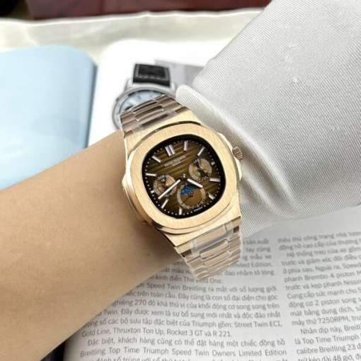 Custom Patek Philippe Nautilus 5740 Rose Gold Chocolate Dial - Asian Patek 71 - Image 9