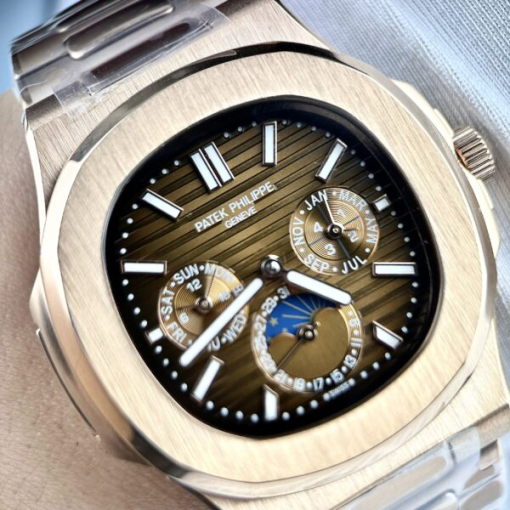 Custom Patek Philippe Nautilus 5740 Rose Gold Chocolate Dial - Asian Patek 71 - Image 3