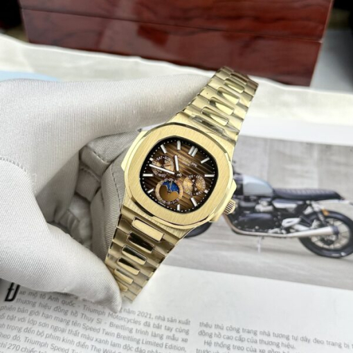 Custom Patek Philippe Nautilus 5740 Yellow Gold Chocolate Dial Bezel - Asian Patek 79 - Image 3