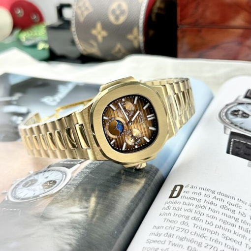 Custom Patek Philippe Nautilus 5740 Yellow Gold Chocolate Dial Bezel - Asian Patek 79