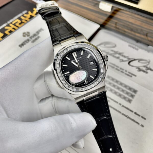 Custom Patek Philippe Nautilus 5711 Black Dial Rhinestones - Asian Patek 18 - Image 3