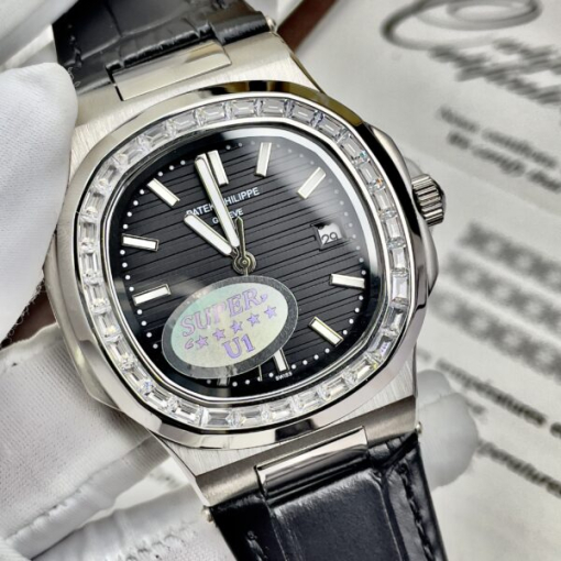 Custom Patek Philippe Nautilus 5711 Black Dial Rhinestones - Asian Patek 18 - Image 2