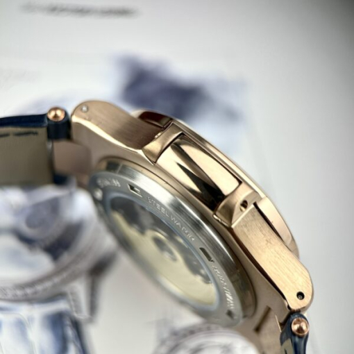 Custom Patek Philippe Nautilus 5726 Rose Gold Blue Dial Baguette Bezel - Asian Patek 56 - Image 4