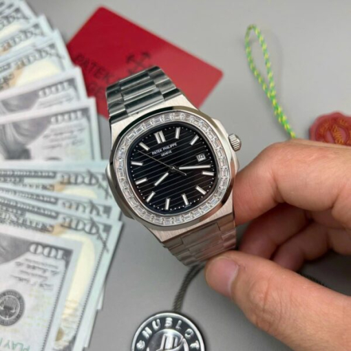 Custom Patek Philippe Nautilus 5711 Black Dial Rhinestones - Asian Patek 32 - Image 2