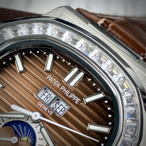 Custom Patek Philippe Nautilus 5726 Chocolate Dial Baguette Bezel - Asian Patek 55 - Image 5