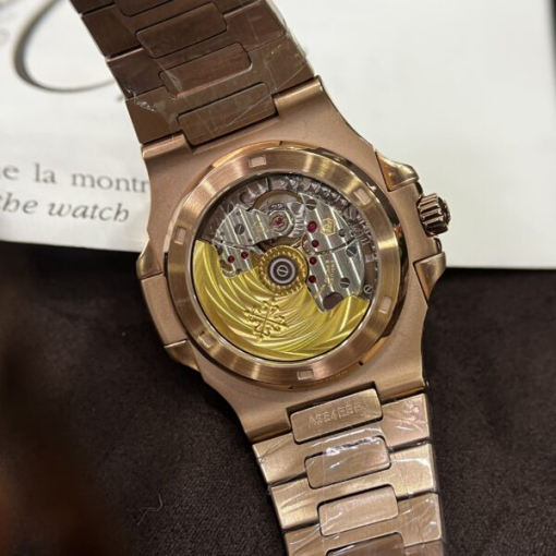 Custom Patek Philippe Nautilus 5723 Rose Gold with Red Ruby Stone - Swiss Patek33 - Image 7