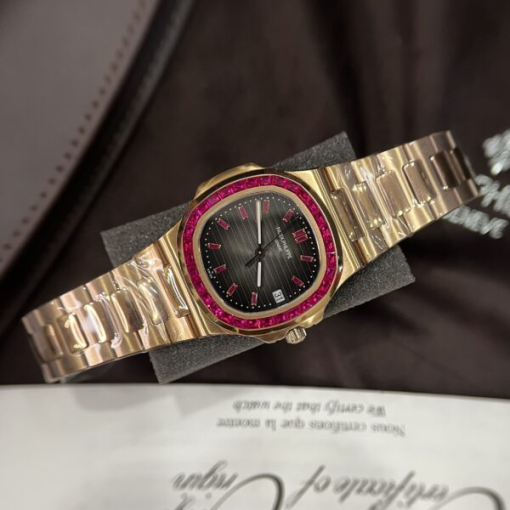 Custom Patek Philippe Nautilus 5723 Rose Gold with Red Ruby Stone - Swiss Patek33 - Image 2