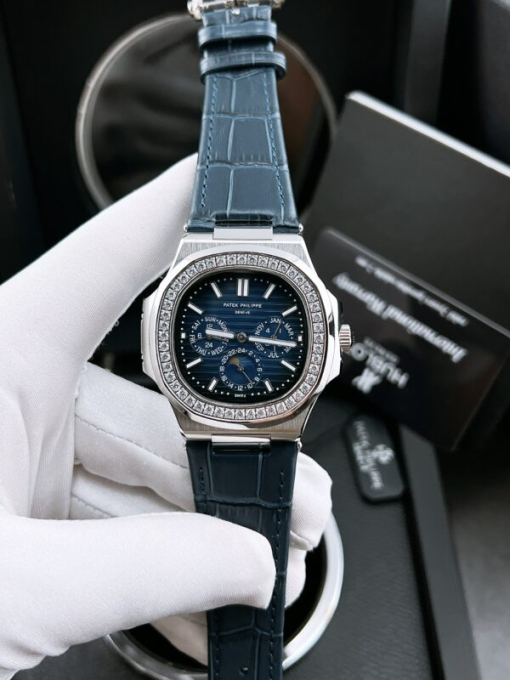 Custom Patek Philippe Nautilus 5740 Blue Dial Diamonds Bezel - Asian Patek 70 - Image 3