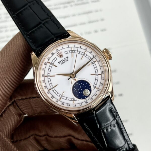 Custom Rolex Cellini Sun Moon Calendar White Dial - Swiss 199