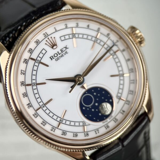 Custom Rolex Cellini Sun Moon Calendar White Dial - Swiss 199 - Image 3