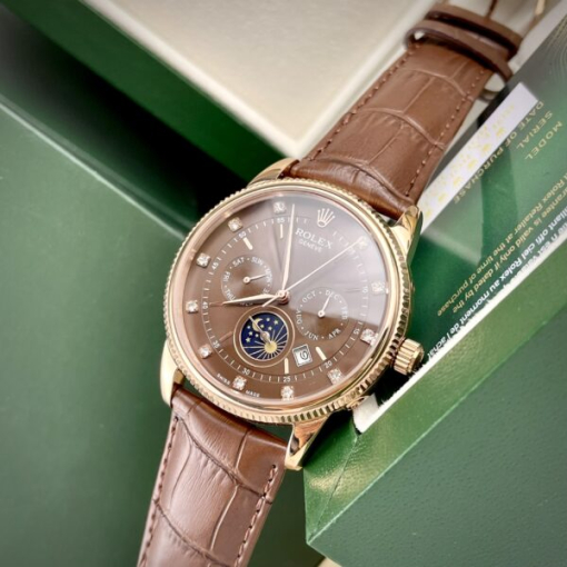 Custom Rolex Cellini Sun Moon Calendar Chocolate Dial - Asian Rolex 173