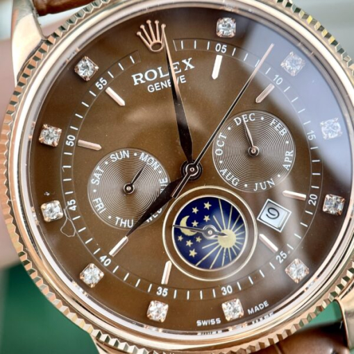 Custom Rolex Cellini Sun Moon Calendar Chocolate Dial - Asian Rolex 173 - Image 2