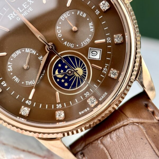 Custom Rolex Cellini Sun Moon Calendar Chocolate Dial - Asian Rolex 173 - Image 3