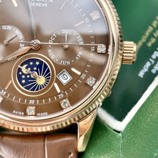 Custom Rolex Cellini Sun Moon Calendar Chocolate Dial - Asian Rolex 173 - Image 4