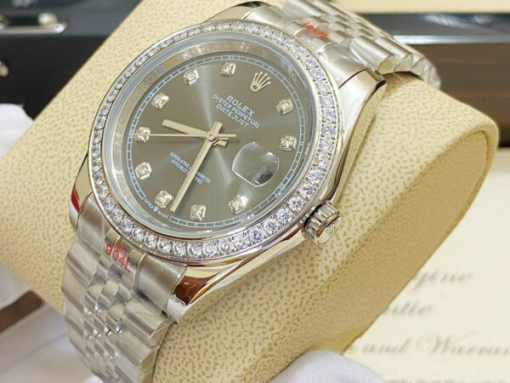 Custom Rolex DateJust Grey Dial Diamonds Bezel - Asian Rolex 51 - Image 4