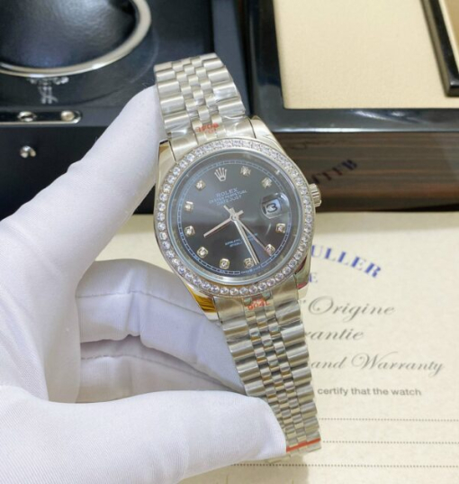 Custom Rolex DateJust Grey Dial Diamonds Bezel - Asian Rolex 51 - Image 3