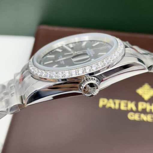 Custom Rolex DateJust Grey Dial Diamonds Bezel - Asian Rolex 73 - Image 5